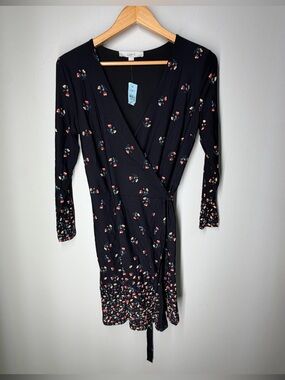 NEW LOFT Petite Floral Wrap Dress Fall Wedding Guest Dark Academia Romantic Boho